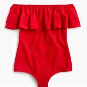 J. Crew Women’s Red Ruffle Bodysuit